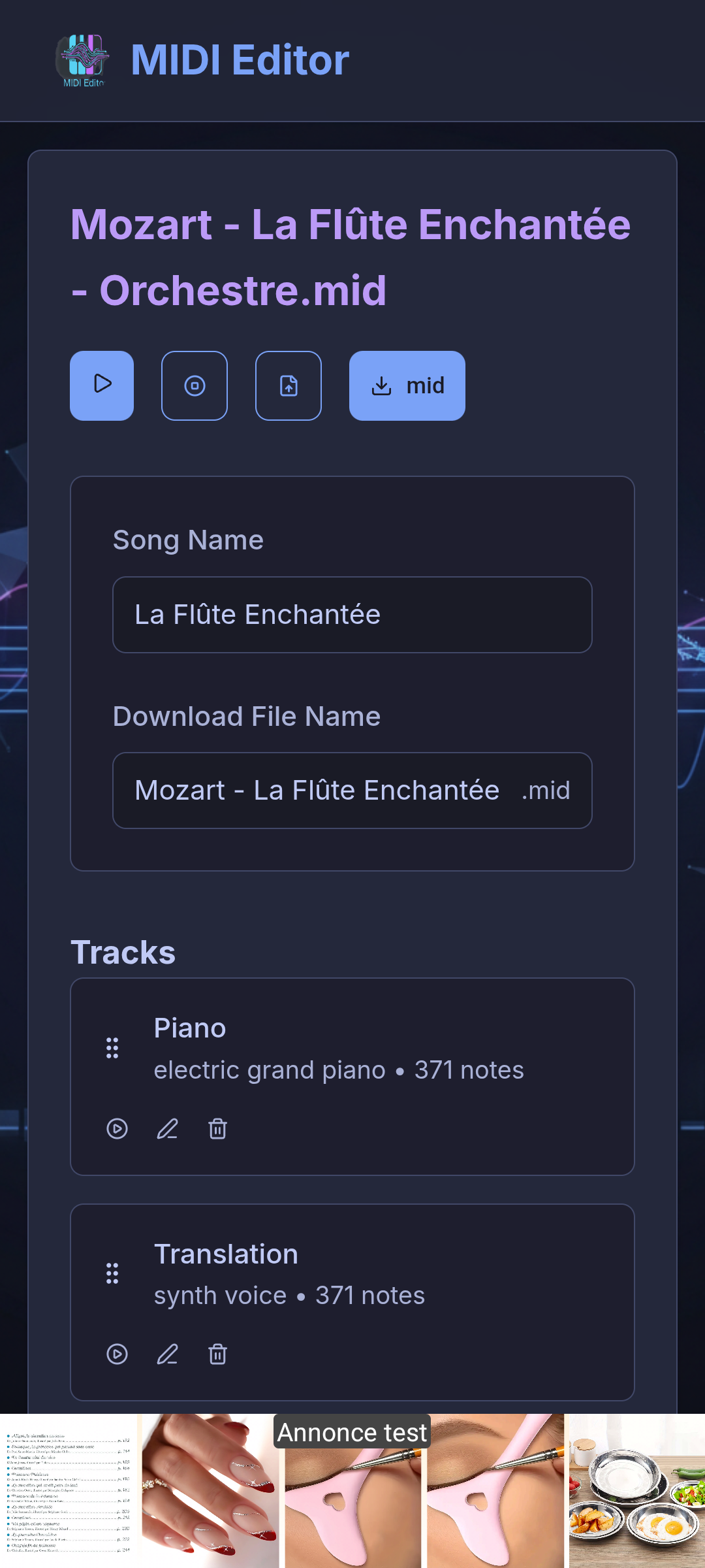 MIDI Editor Screenshot 2